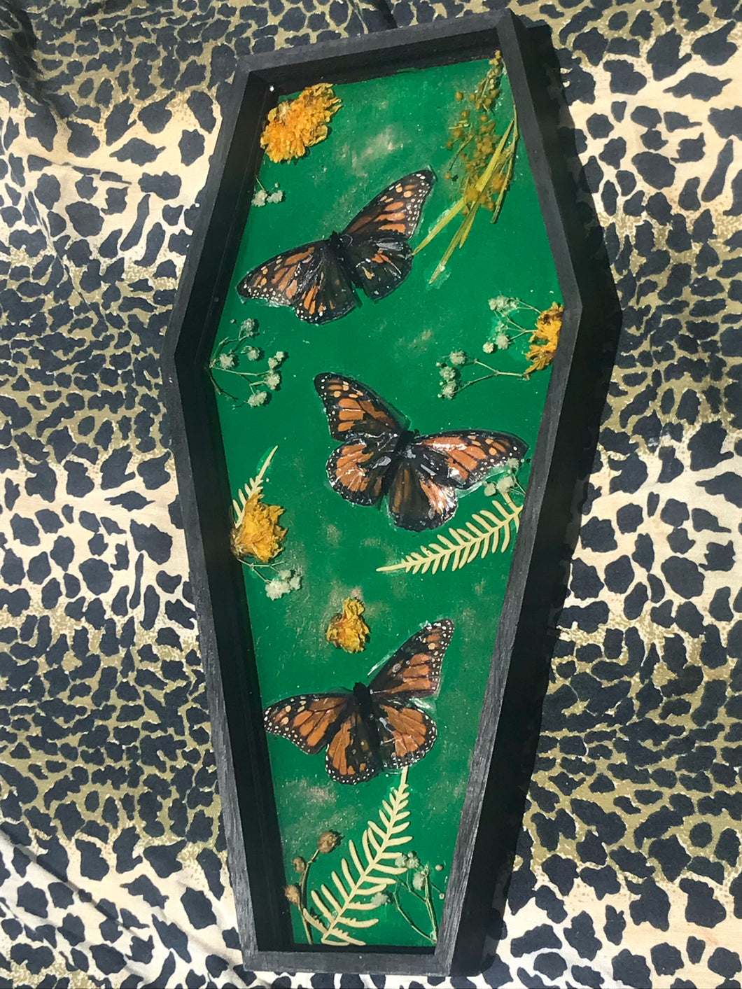 Coffin tray with butterflies